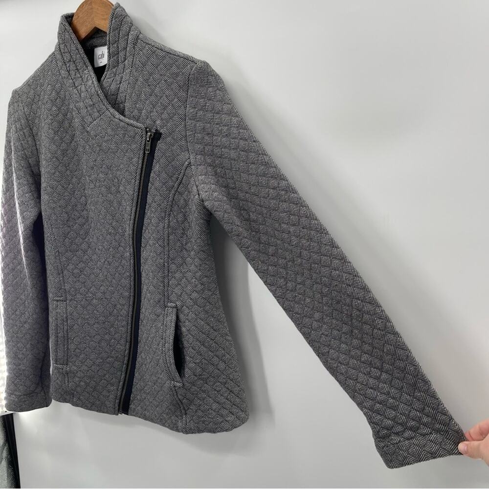 CAbi Quilted Moto Jacket in Black Herringbone Style #3025 Size Small - Picture 7 of 15